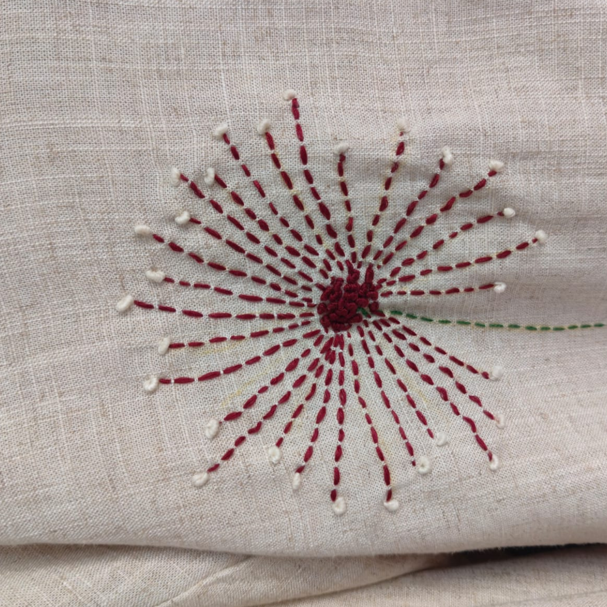 TIVA Beige Linen Hand Embroidered Shirt for women