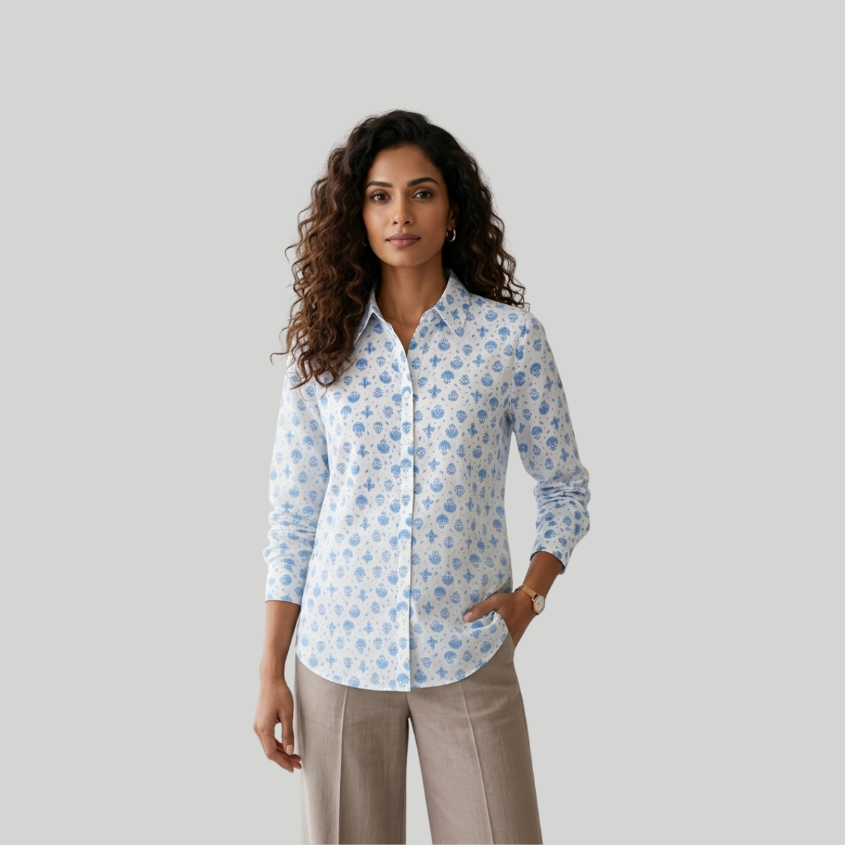 White Printed Shirt for Women