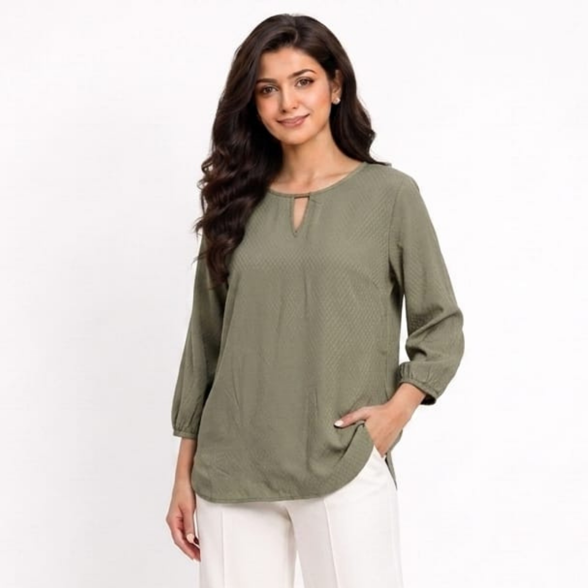 TIVA Sage Green Cotton Top for women