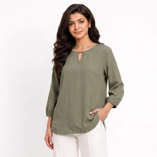 TIVA Sage Green Cotton Top for women