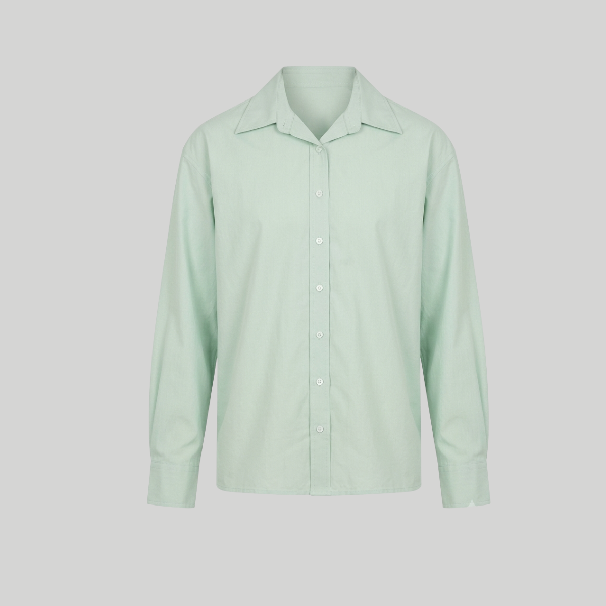 Sage Green Solid Cotton Blend Shirt for Women