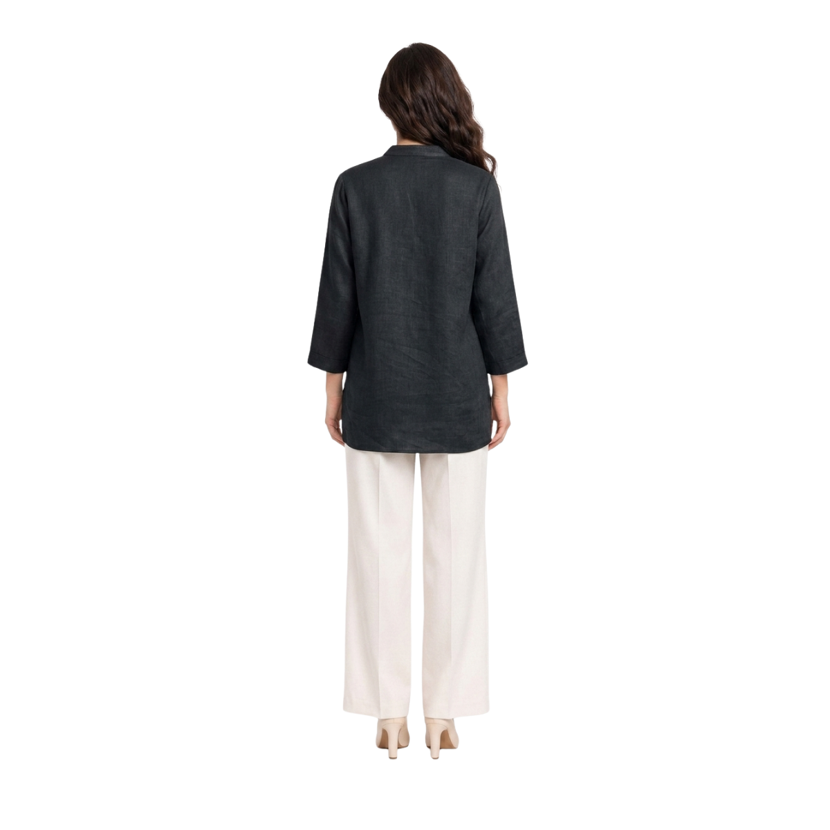 TIVA Black Linen hand embroidered Tunic