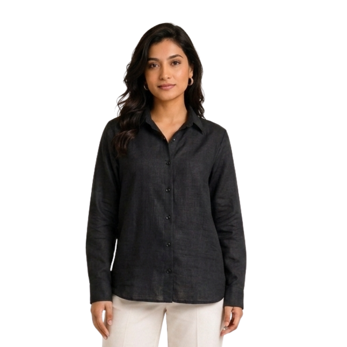 TIVA Premium Black Linen Shirt for Women