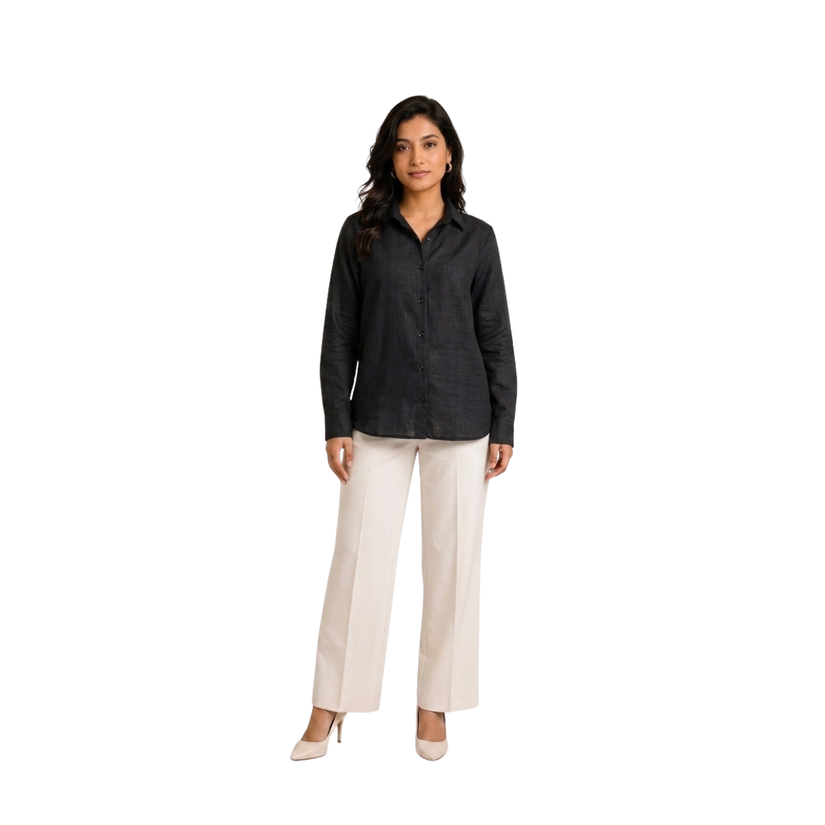 TIVA Premium Black Linen Shirt for Women