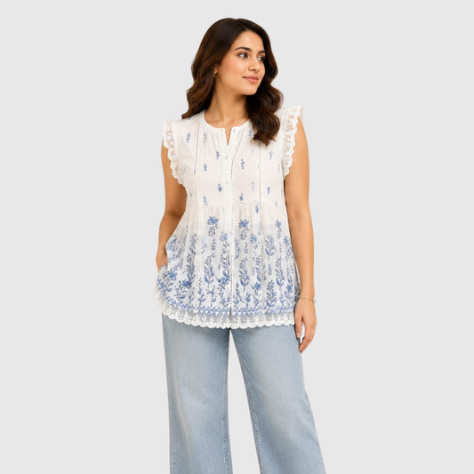 TIVA Cotton Printed Sleeveless Top