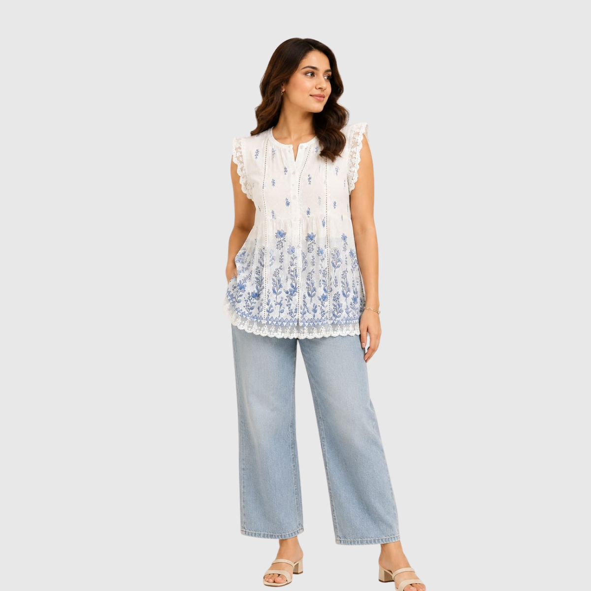 TIVA Cotton Printed Sleeveless Top